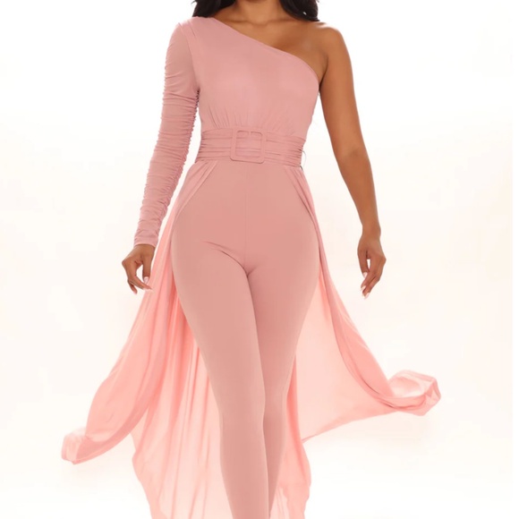 NEW W/ TAGS NEVER WORN Fashion Nova 'Better Be Sure' mesh jumpsuit w/ cape - Picture 15 of 16